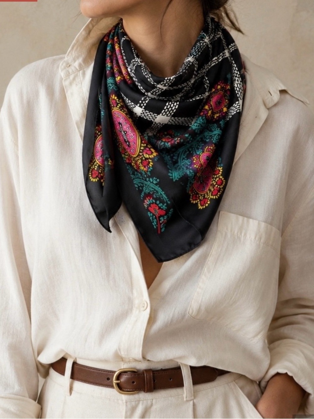 Diane Von Fürstenberg Large Silk Plaid and Paisley Scarf